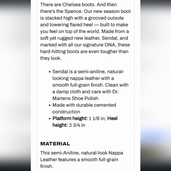 Dr. Martens Spence Leather Flared Heel Chelsea Boots 7W - Picture 7 of 10
